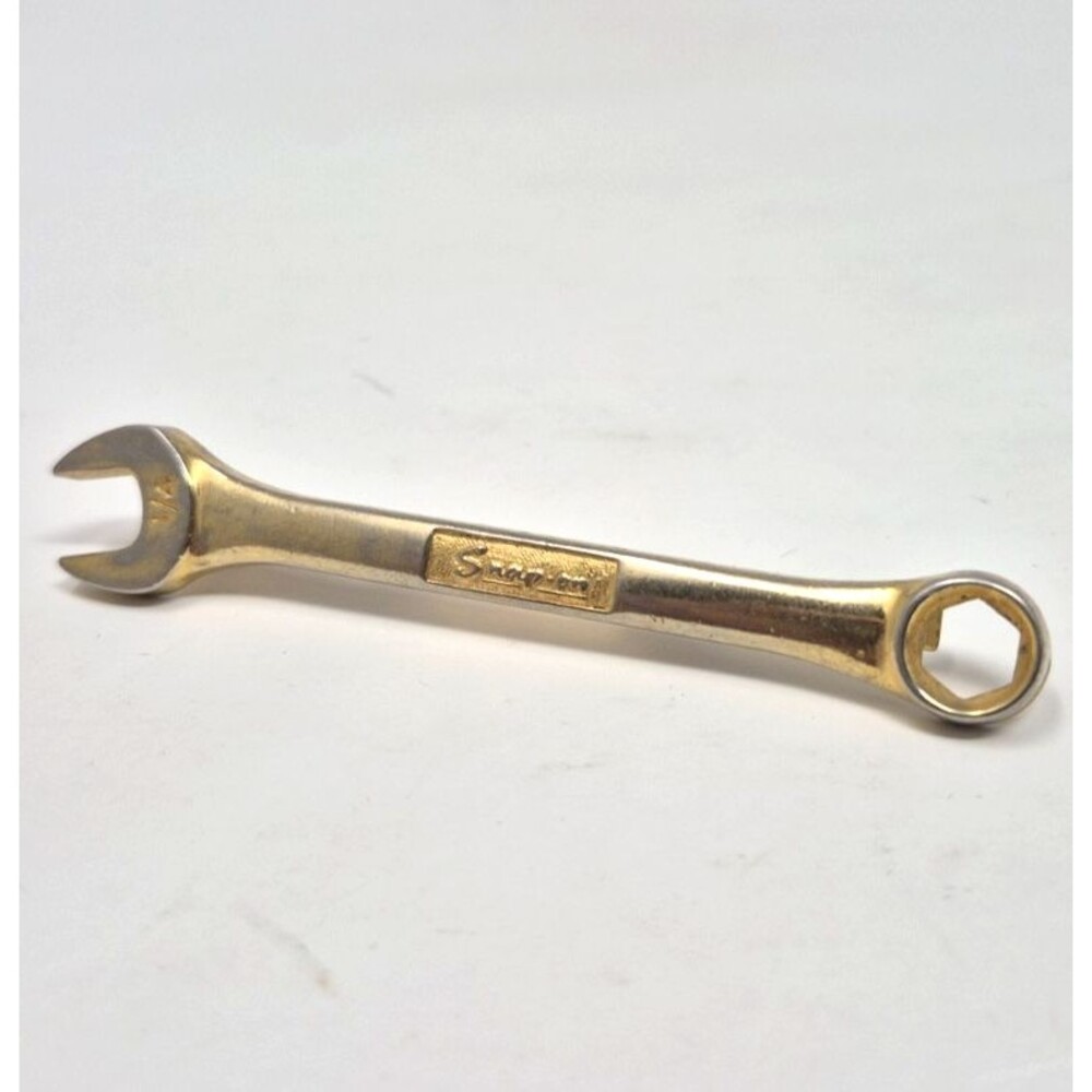 Vintage Snap-On Gold Tone ¼" Wrench Tie Bar/Clip 3" Money Clip tools mechanic